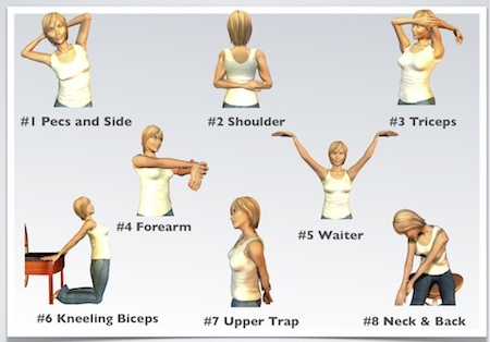 Illustrated stretching exercises with unique, lifelike figures