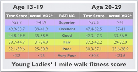 Rockport Walk Test Results Chart