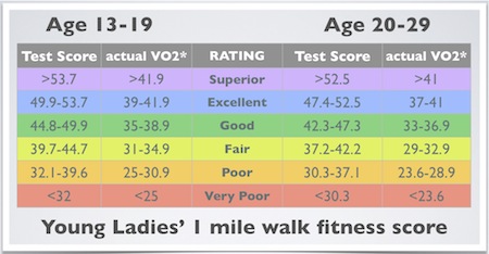 Aerobic Mile Chart