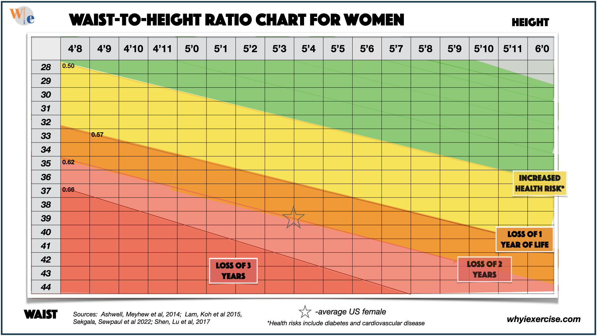waist-to-height ratio chart for women